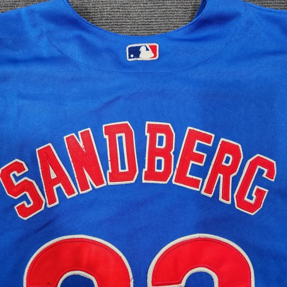 Majestic Ryne Sandberg #23 Chicago Cubs Baseball Jersey Mens Sz52 Blue Retro